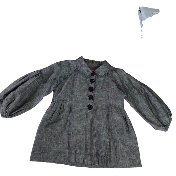 Rapsodia Anthropologie Grey Linen Blend Lined Jacket Women's Sz L Modern Buttons - Picture 7 of 16